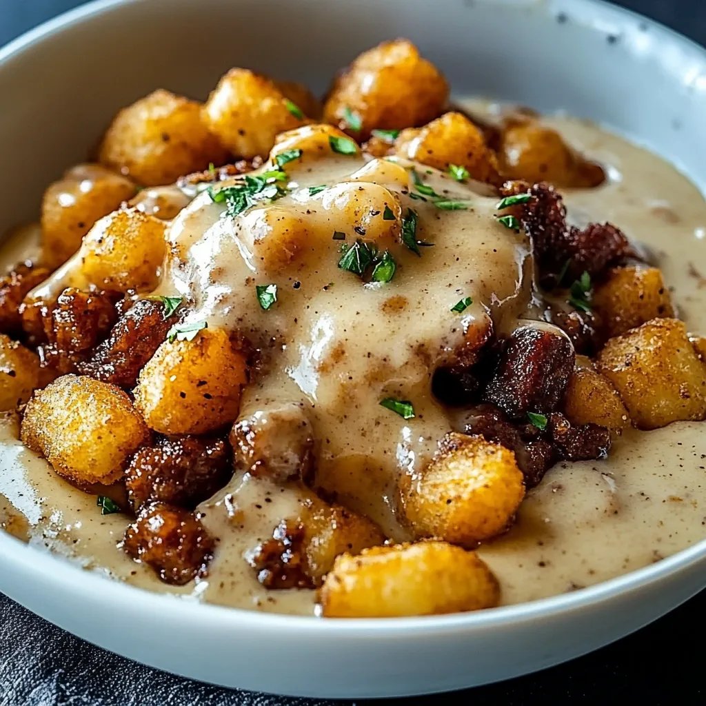 Delicious Tater Tot Breakfast Bowl with Sausage Gravy