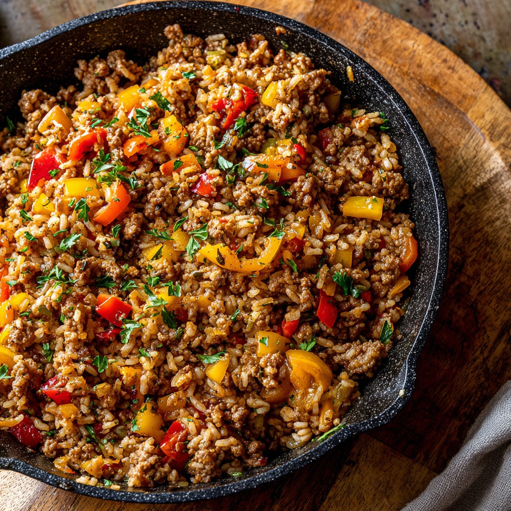 Quick Ground Beef And Rice Skillet
