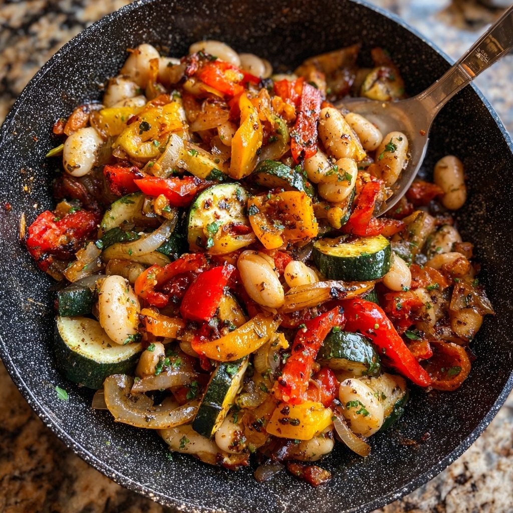 Roasted Veggie White Bean Skillet