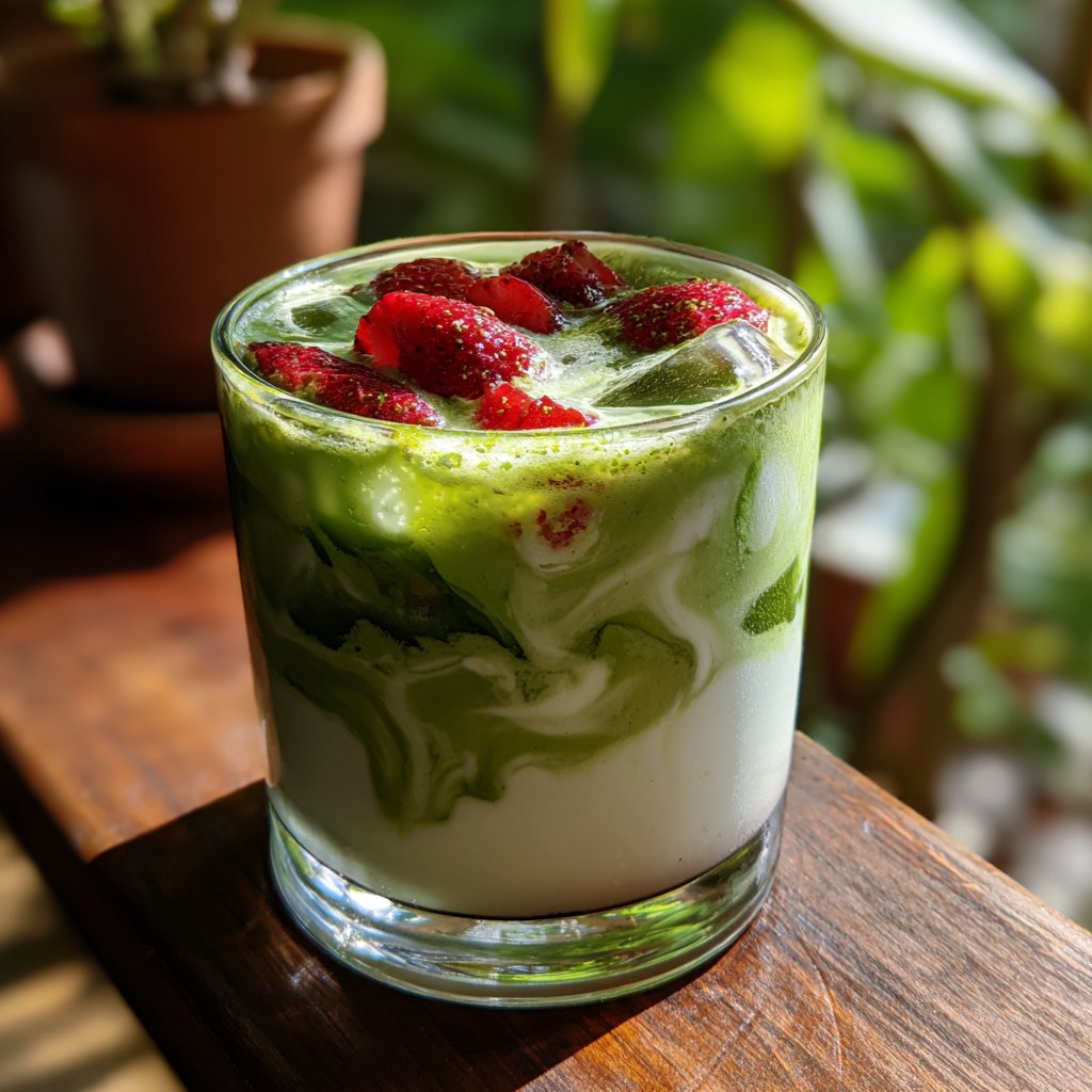 Iced Strawberry Matcha Latte Recipe