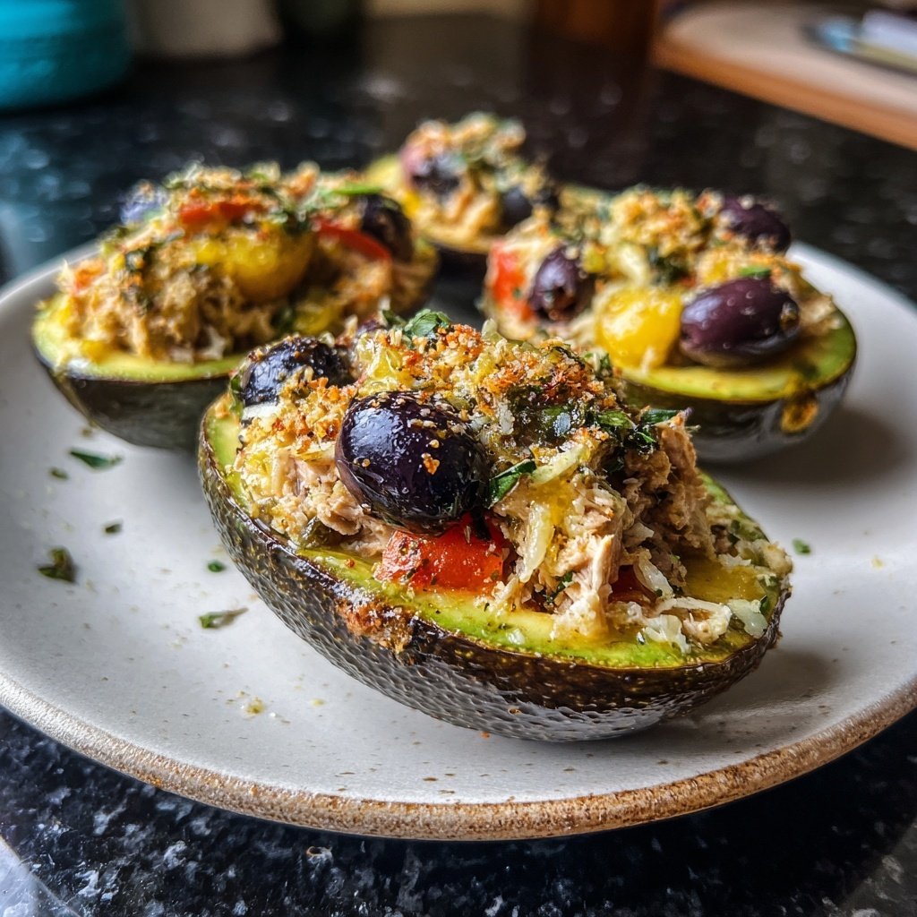 Mediterranean Tuna Stuffed Avocados